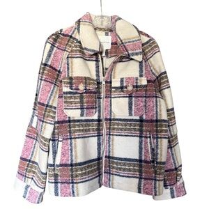 Avec Les Filles Pink Plaid Shacket Jacket